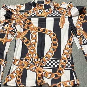 Elegant Black and white  Blouse with anchor Details